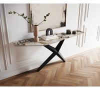 Console Edge Polygonal 180x50 cm Céramique Patagonia Poliert Zentharo Métal Noir