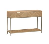 Console effet bois décor chevrons 2 tiroirs