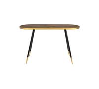 Console en bois de frêne et métal marron, plateau épais, pieds effilés dorés, droit - White Label, Denise - 121x41x75 cm