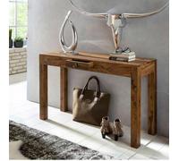 WOHNLING Table Console Console Solid Sheesham Bois avec 1 tiroir Bureau 120 x 40 cm Buffet de Style campagnard