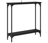 Console en bois d'ingénierie de chêne noir 75 x 22,5 x 75 cm avec étagères | Conception industrielle, cadre en métal, finition mate, étagères de conseil, taille compacte