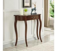 Console en bois massif avec tiroir - élégante table d’entrée demi-lune de style rétro, table d’appoint pour hall d’entrée/porche, adaptée au salon, à l’entrée(Walnut,89*28*80cm/35*11*31.5in)