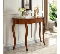 Console en bois massif avec tiroir - élégante table d’entrée demi-lune de style rétro, table d’appoint pour hall d’entrée/porche, adaptée au salon, à l’entrée(Cherry,104*37*80cm/40.9*14.6*31.5in)