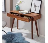 Console en bois massif WOHNLING WL5.577 90x76x36cm avec tiroirs - Marron foncé - Salon - Meuble de salon