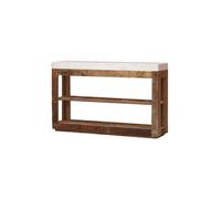 Console en bois recyclé marron foncé, avec rangement, droite - Chehoma, Greta - 132x31x82 cm