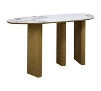 Console en céramique et MDF - Naturel et effet marbre blanc - MODREYO