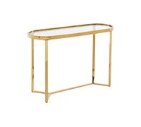 Console en verre trempé et acier inoxydable chromé - Transparent et doré - JOLINY de