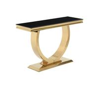 Console en verre trempé et acier inoxydable - Doré et Noir - ROWAN de
