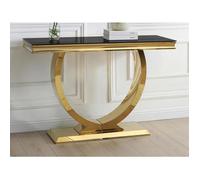 Console en verre trempé et acier inoxydable - Doré et Noir - ROWAN de