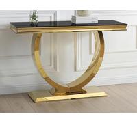 Console en verre trempé et acier inoxydable - Doré et Noir - ROWAN de