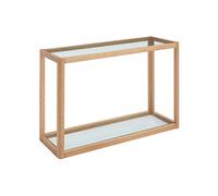 Console en verre trempé et chêne - Transparent et Naturel - ZUNARIL
