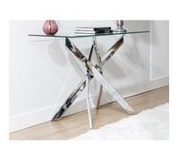 Console en verre trempé et métal chromé - Transparent - COSIMA