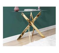 Console en verre trempé et métal doré - Transparent - COSIMA