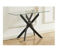 Console en verre trempé et métal noir - Transparent - COSIMA