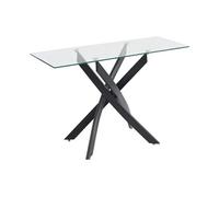 Console en verre trempé et métal noir - Transparent - COSIMA