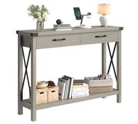 Console entrée - table console - 2 tiroirs - 105 x 30 x 81 cm - pour Salon Chambre - Gris