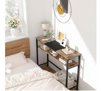 Console étroite avec étagères - En bois - 100 x 23 x 80 cm - Avec structure en métal solide - Pour petites pièces, entrée, salon