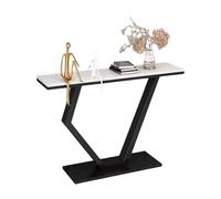Console Étroite d'entrée Moderne avec Plateau Marbre et Structure Métal Table d'appoint Fine pour Couloir, Stable, Style Nordique, 80/100/120 cm(Black,100x30x80cm)
