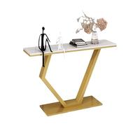 Console Étroite d'entrée Moderne avec Plateau Marbre et Structure Métal Table d'appoint Fine pour Couloir, Stable, Style Nordique, 80/100/120 cm(Gold,80x30x80cm)