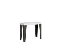 Console extensible 90x40/196 cm Flame Small Premium Frêne Blanc cadre Anthracite -