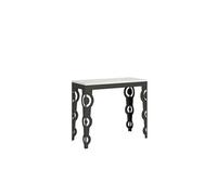 Console extensible 90x40/196 cm Karamay Small Evolution Frêne Blanc cadre Anthracite -