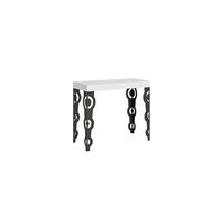 Console extensible 90x40/196 cm Karamay Small Premium Frêne Blanc cadre Anthracite -