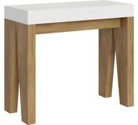 Console extensible 90x40/196 cm Naxy Mix Small dessus Frêne Blanc - structure Chêne Nature -
