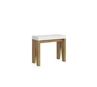 Console extensible 90x40/196 cm Naxy Mix Small dessus Frêne Blanc - structure Chêne Nature -