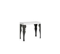 Console extensible 90x40/196 cm Paxon Small Frêne Blanc cadre Anthracite -
