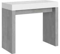 Console extensible 90x40/196 cm Roxell Mix Small Plateau Frêne Blanc Structure ciment