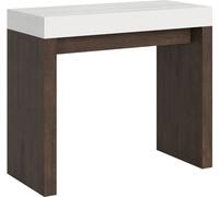 Console extensible 90x40/196 cm Roxell Mix Small Plateau Frêne Blanc Structure Noyer