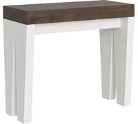 Console extensible 90x40/196 cm Spimbo Mix Petit plateau Noyer Structure Frêne Blanc