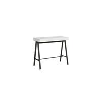 Console extensible 90x40/300 cm Banco Frêne Blanc cadre Anthracite -