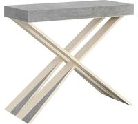 Console extensible 90x40/300 cm Diago Cemento avec structure Blanc