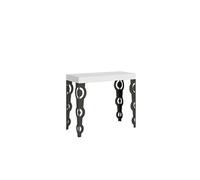 Console extensible 90x40/300 cm Karamay Premium Frêne Blanc cadre Anthracite -