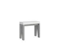 Console extensible 90x40/300 cm Naxy Mix dessus Frêne Blanc - structure Ciment -