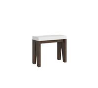 Console extensible 90x40/300 cm Naxy Mix dessus Frêne Blanc - structure Noyer -