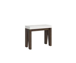 Console extensible 90x40/300 cm Naxy Mix dessus Frêne Blanc - structure Noyer -