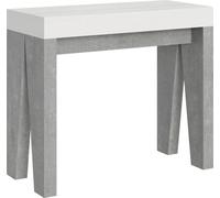 Console extensible 90x40/300 cm Naxy Mix Plateau Frêne Blanc Structure ciment
