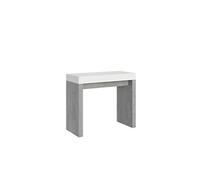 Console extensible 90x40/300 cm Roxell Mix dessus Frêne Blanc - structure Ciment -