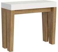 Console extensible 90x40/300 cm Spimbo Mix Plateau Frêne Blanc Structure Chêne Nature