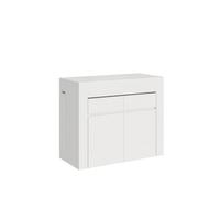 Console extensible 90x42/302 cm Evolve Frêne Blanc avec banc inférieur et supérieur
