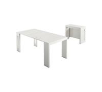 Console extensible Akam, Table à manger extensible, Console polyvalente avec rallonges, 100% Made in Italy, 186x80h76 cm, Blanc