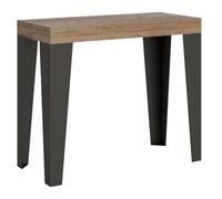 Console extensible bois clair et pieds métal anthracite 8 personnes 40 à 196 cm Flavio