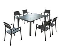 Console extensible et 6 chaises en aluminium OLHAO CONCEPT USINE Gris G