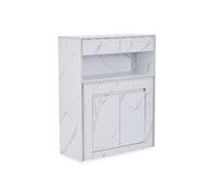 Console extensible avec rangement Fontano Effet marbre blanc