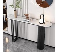 Console Fine de Style Nordique, légère et Grise, avec Structure en Fer Noir. Idéale pour Un Couloir, Un Salon ou Une entrée. Dimensions : 120 x 30 x 80 cm. Meuble d'appoint.