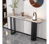 Console Fine de Style Nordique, légère et Grise, avec Structure en Fer Noir. Idéale pour Un Couloir, Un Salon ou Une entrée. Dimensions : 120 x 30 x 80 cm. Meuble d'appoint.