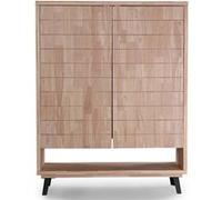 Console haute, meuble d'entrée coloris chêne nordique, pieds en métal noir - Longueur 120 x profondeur 40 x hauteur 156 cm - PEGANE - Noir G