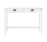 Console Hill en bois de pin massif avec 2 tiroirs, 110 x 45 x 74 cm, blanc | Gamme Hill, poignées en bois de pin massif, design compact, facile à nettoyer